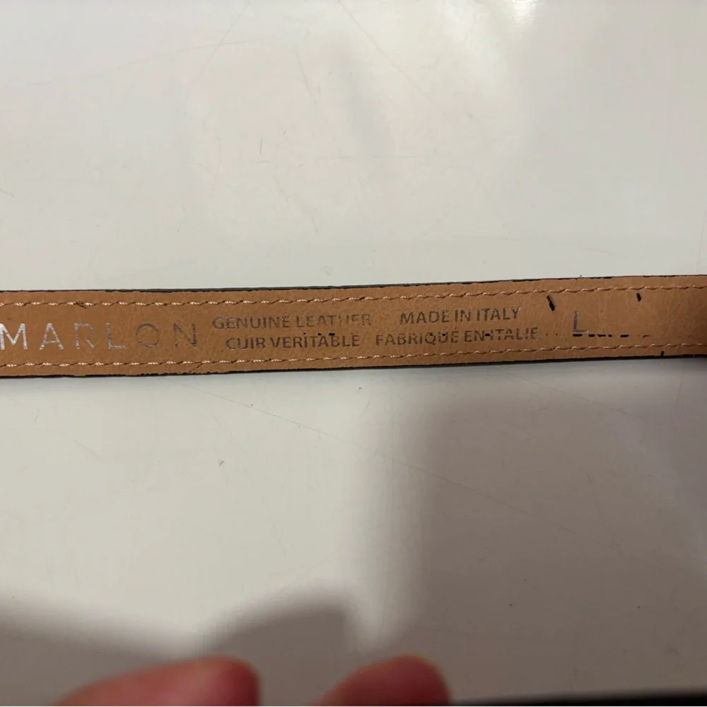 MARLON black Made In Italy Leather Buckle Belt‎
